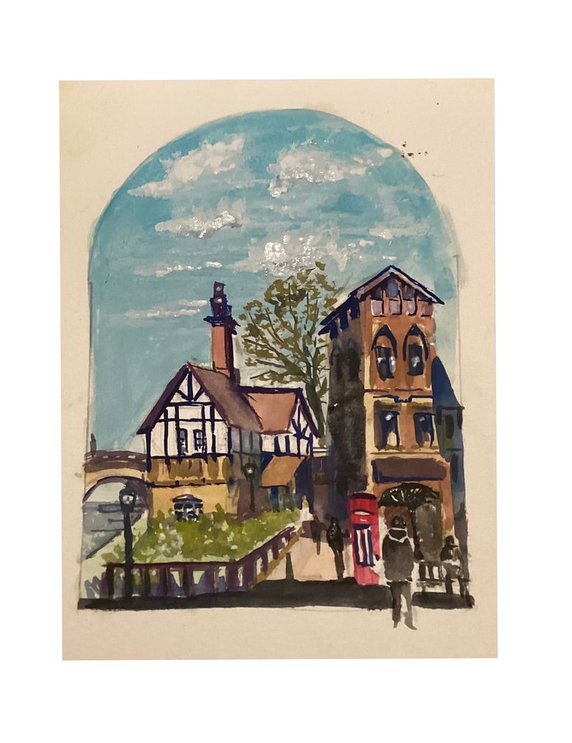 Gouache urban landscape 1