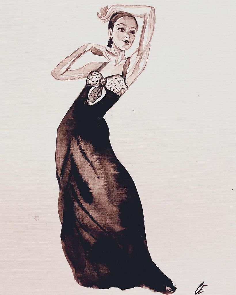 Polka dot bow tie gown 1