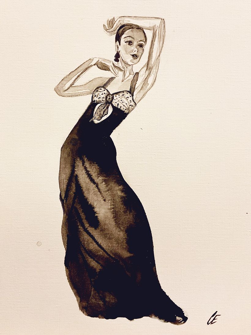 Polka dot bow tie gown 2