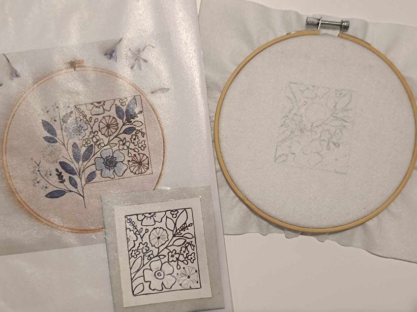 El patrón calcado en el fieltro