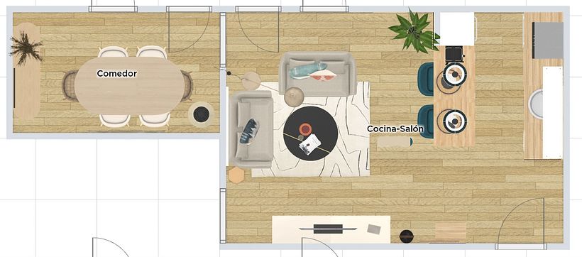 Reforma cocina-salón espacios abiertos 1
