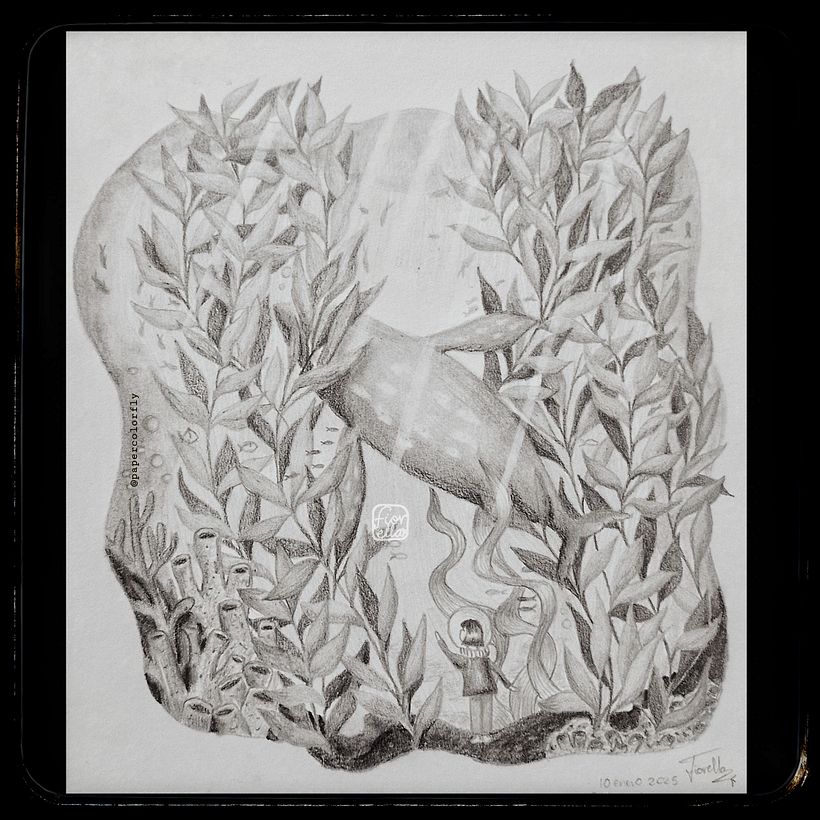 "Parte del mar" 14 x 15 cm - Dibujo Final - Técnica: Grafito