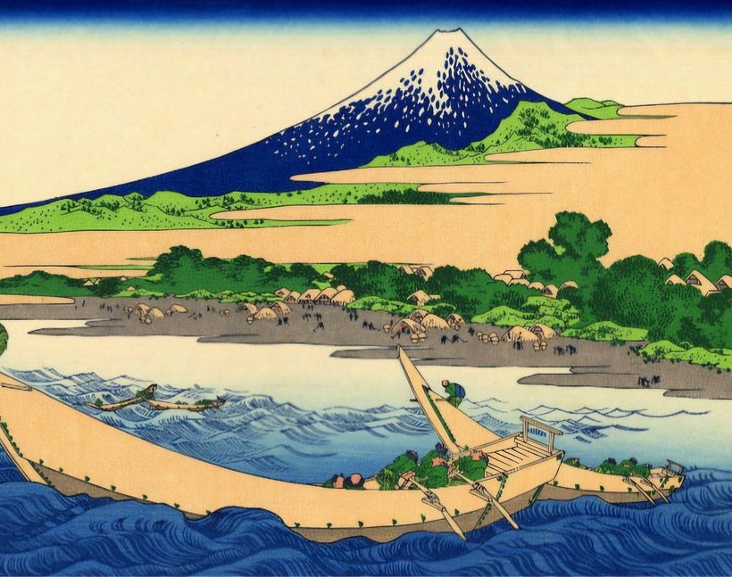 Monte Fuji de Hokusai - inspiração para o fundo