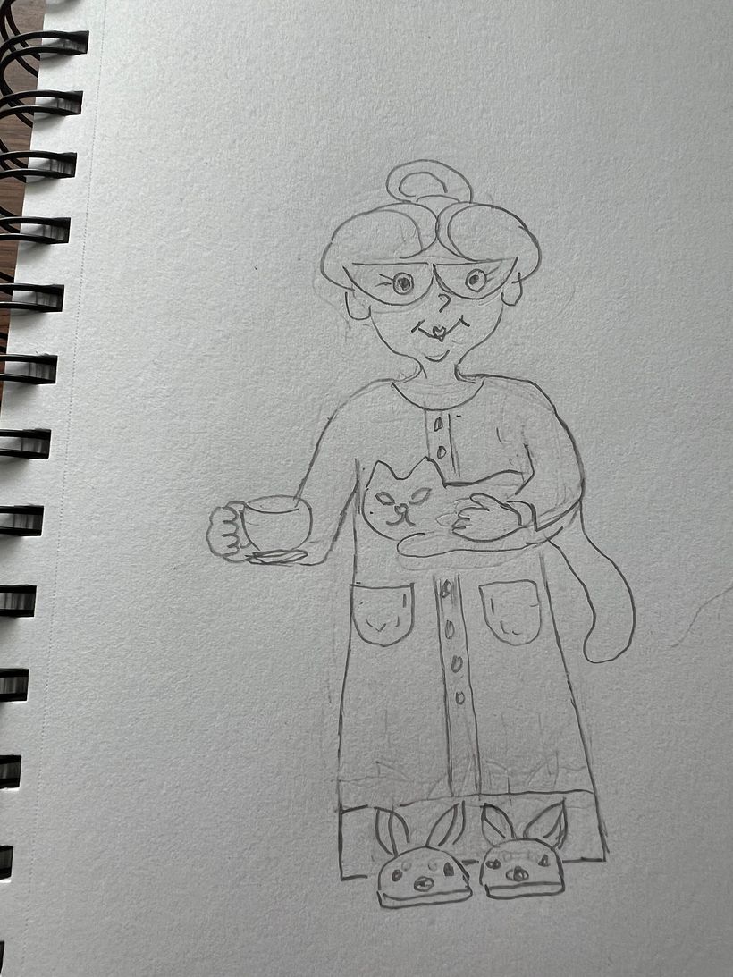 My cat loving Grannie character for my final project Expressive Character design 1