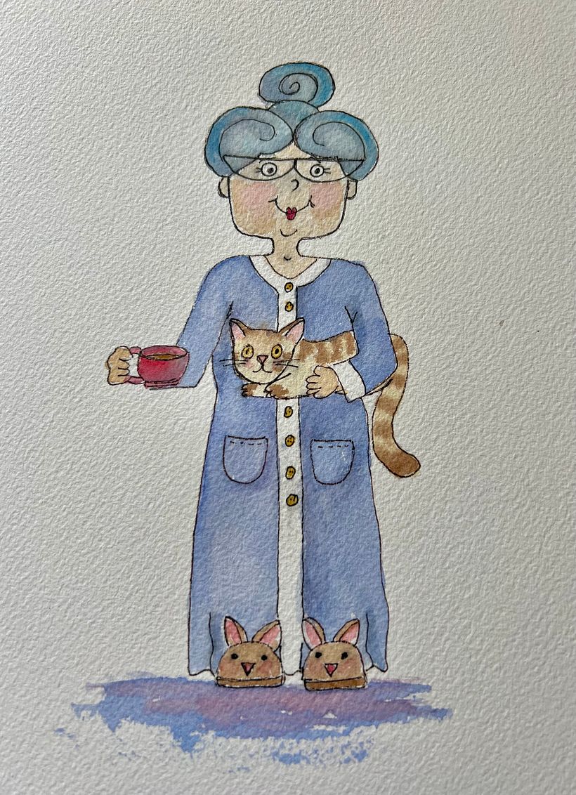 My cat loving Grannie character for my final project Expressive Character design 1