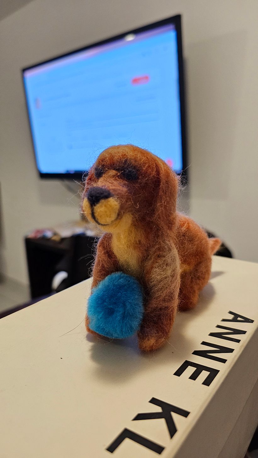 Perro café juguetón 1