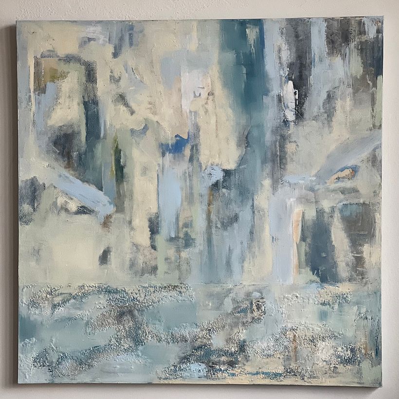 Harmony in Blue- 4'X4' mixed media.  ©shana stitzel_2025 1