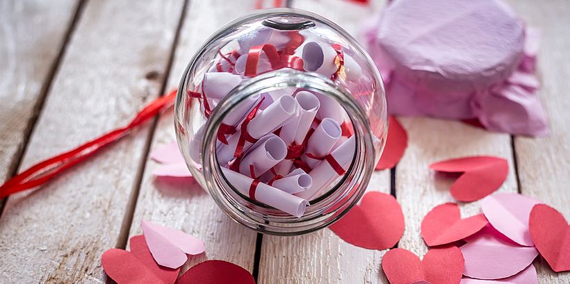 Individual heartfelt messages in a jar