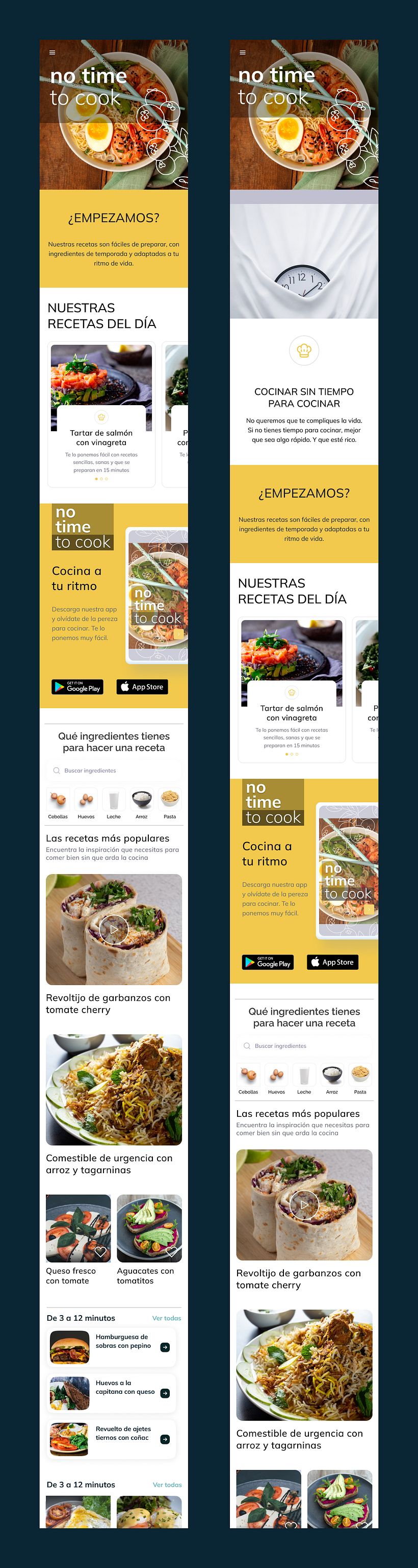 Aplicación No Time to Cook y web responsive 2