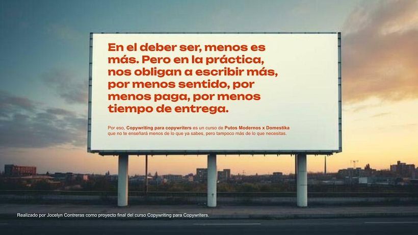 Proyecto final por Jocelyn Contreras para curso Copywriting para copywriters con Putos Modernos x Domestika 1