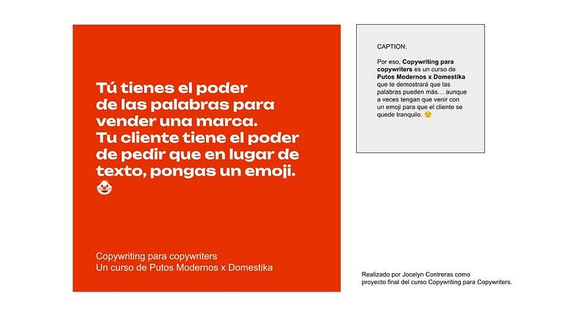 Proyecto final por Jocelyn Contreras para curso Copywriting para copywriters con Putos Modernos x Domestika 2