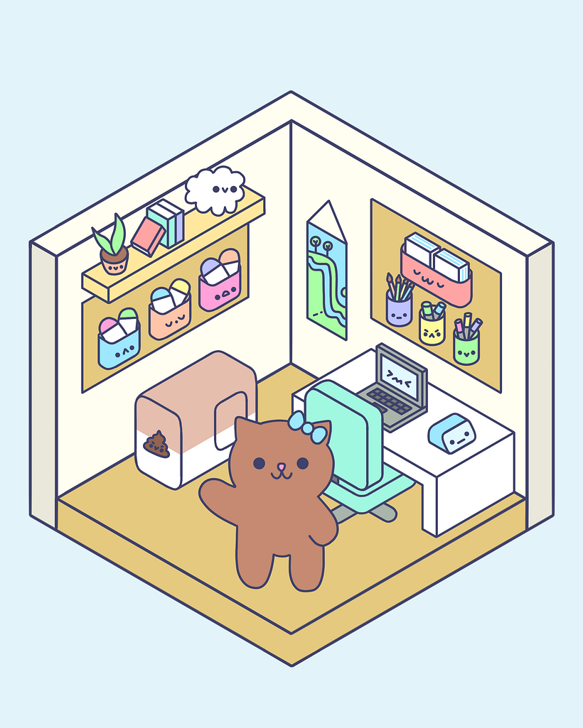 Kawaii Isometric Art Room 1