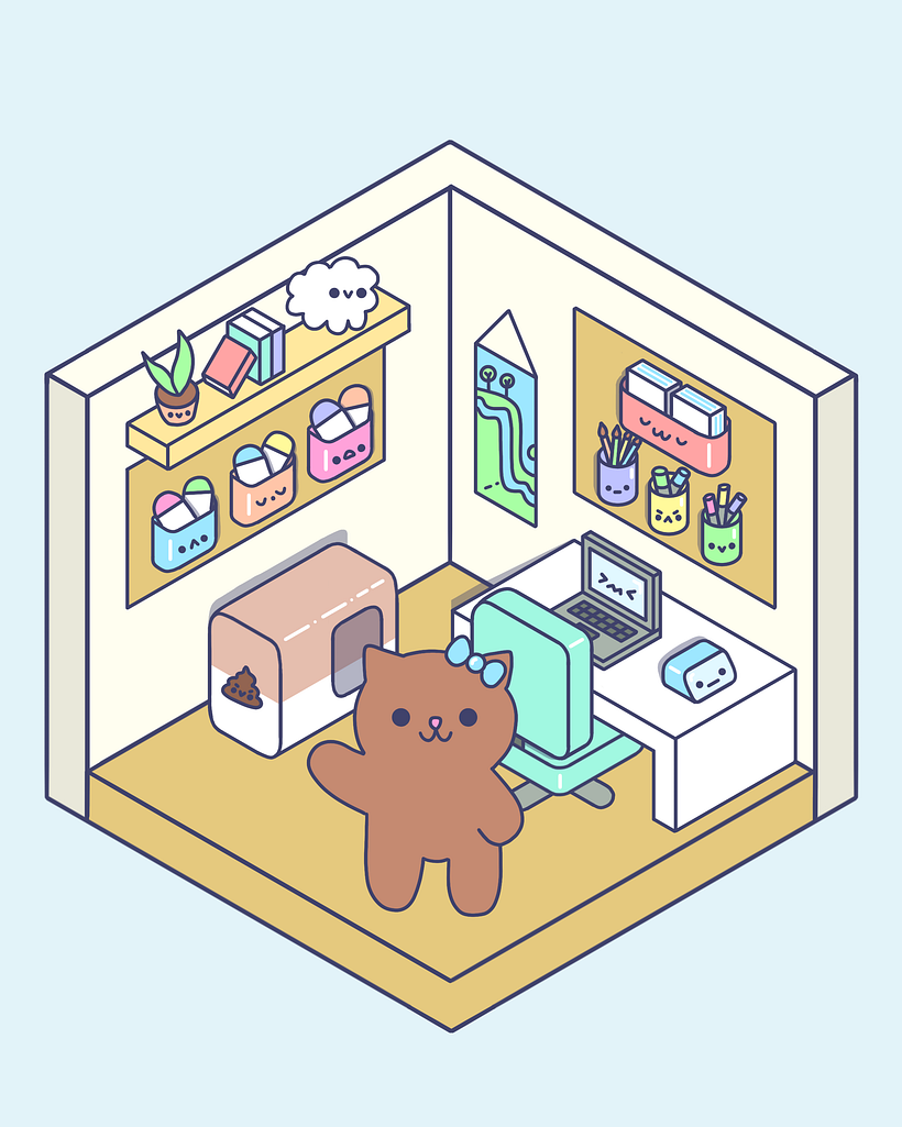Kawaii Isometric Art Room 1
