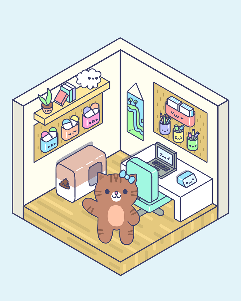 Kawaii Isometric Art Room 1