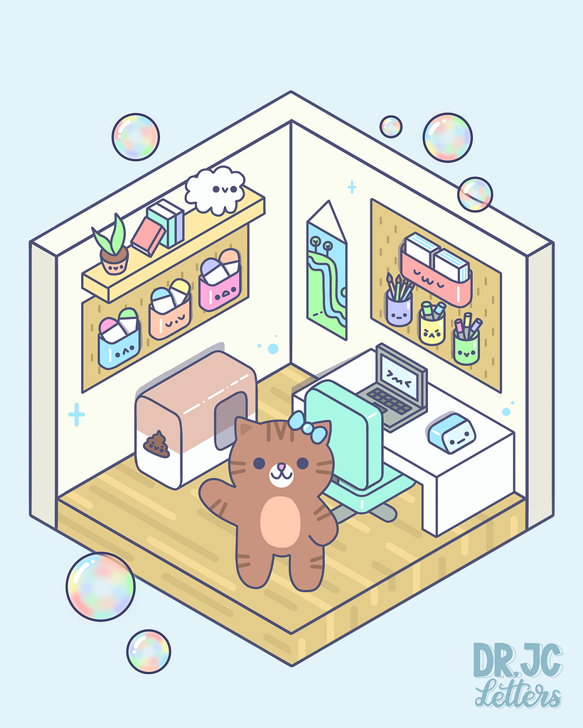 Kawaii Isometric Art Room 1
