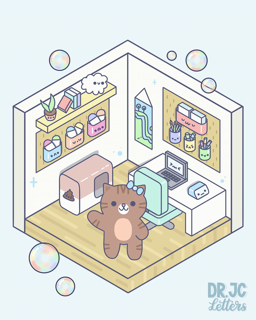 Kawaii Isometric Art Room 1