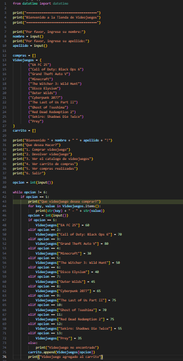Tienda de Videojuegos con Python 1