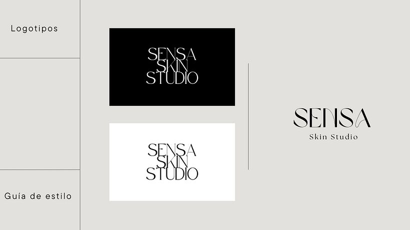 Guía de estilo y sitio web Sensa Skin Studio 2