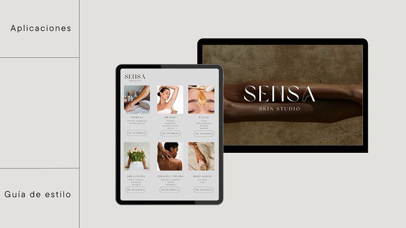 Guía de estilo y sitio web Sensa Skin Studio 3