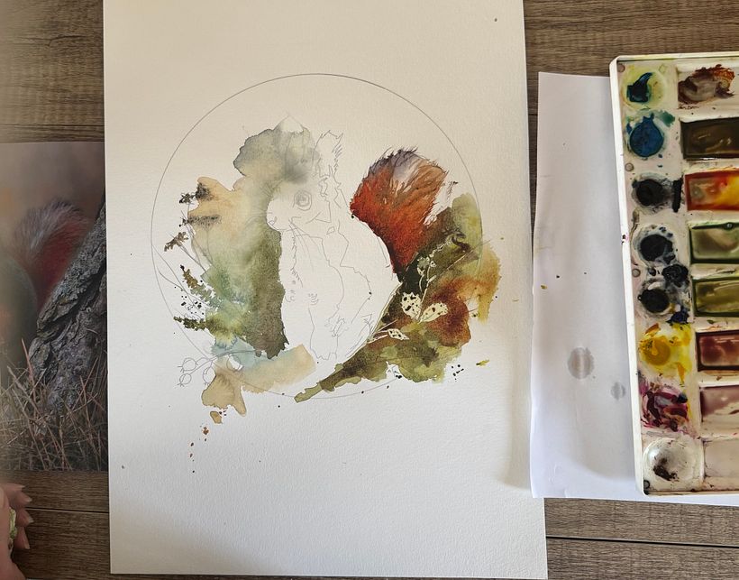 Écureuil expressif à l'aquarelle  1