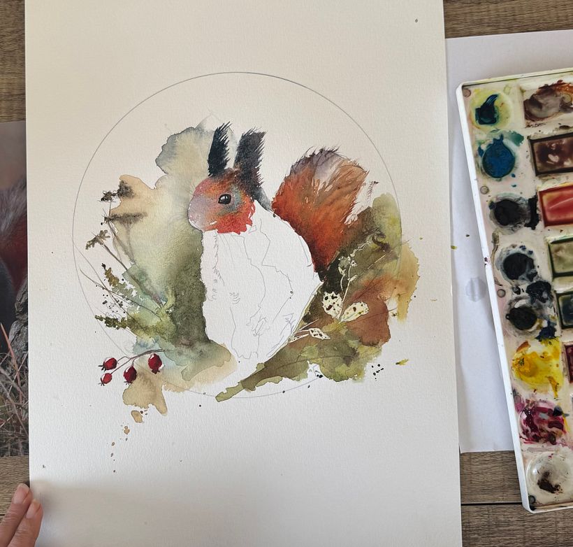 Écureuil expressif à l'aquarelle  1