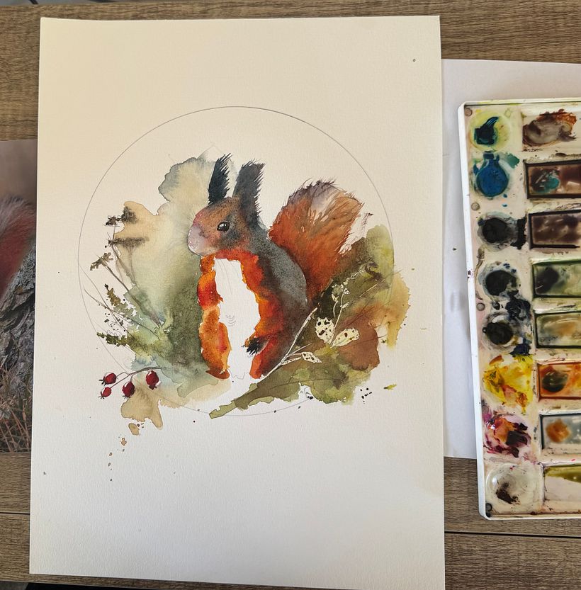 Écureuil expressif à l'aquarelle  1