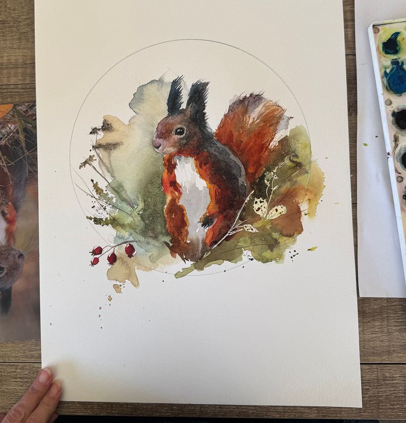 Écureuil expressif à l'aquarelle  1