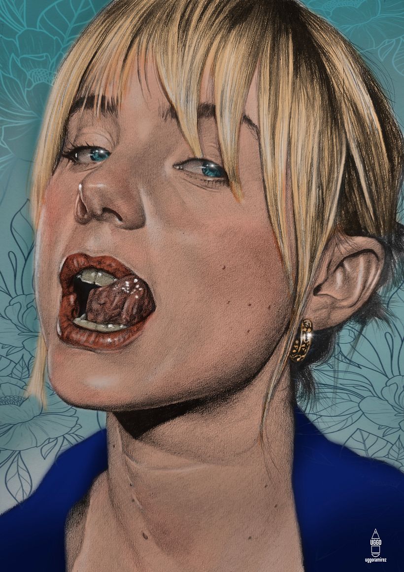 Proyecto de curso Retrato en grafito con intervención digital. 1