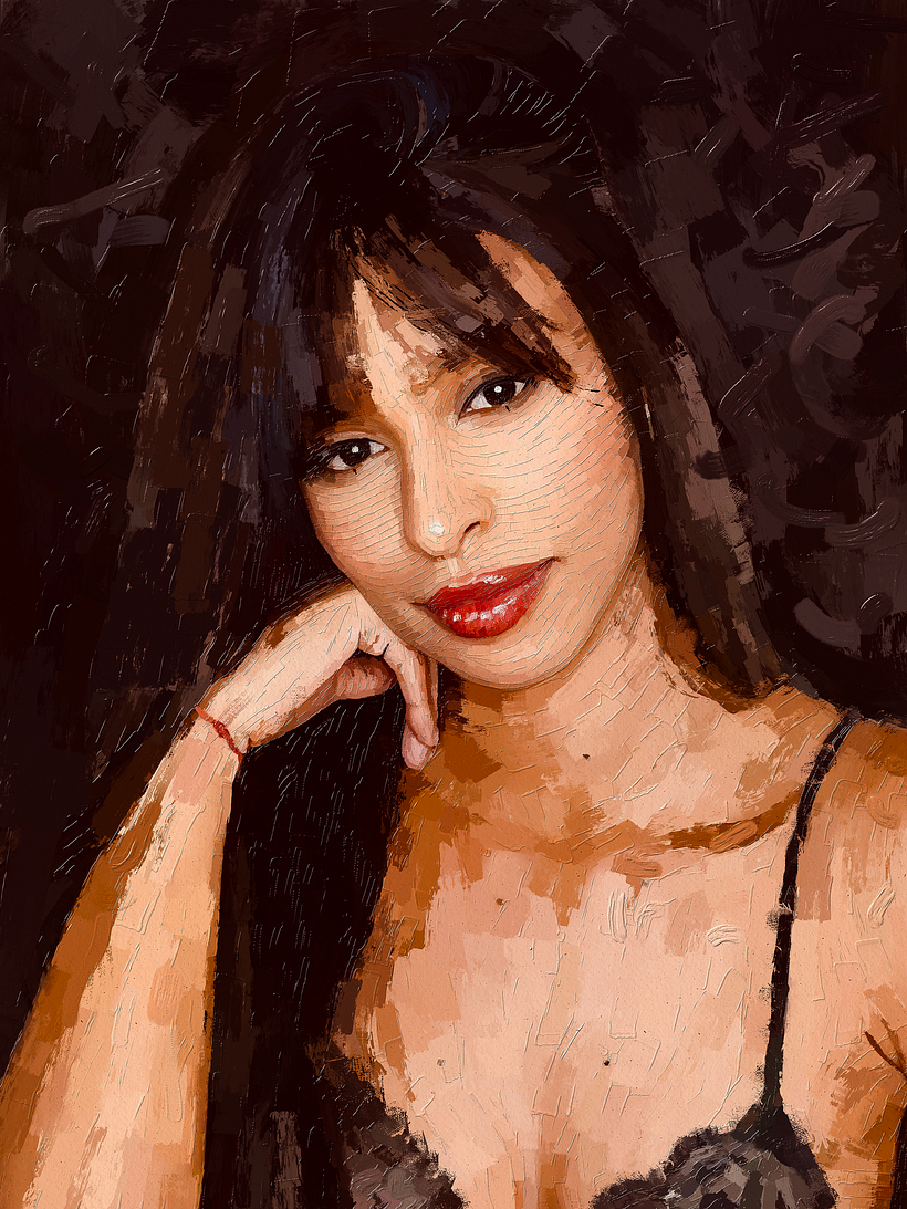 Fashion Brazilian Woman Roberta Santos by Rod Lovell - Portrait Painting | Bonus 200+ Free Procreate Brushes 4