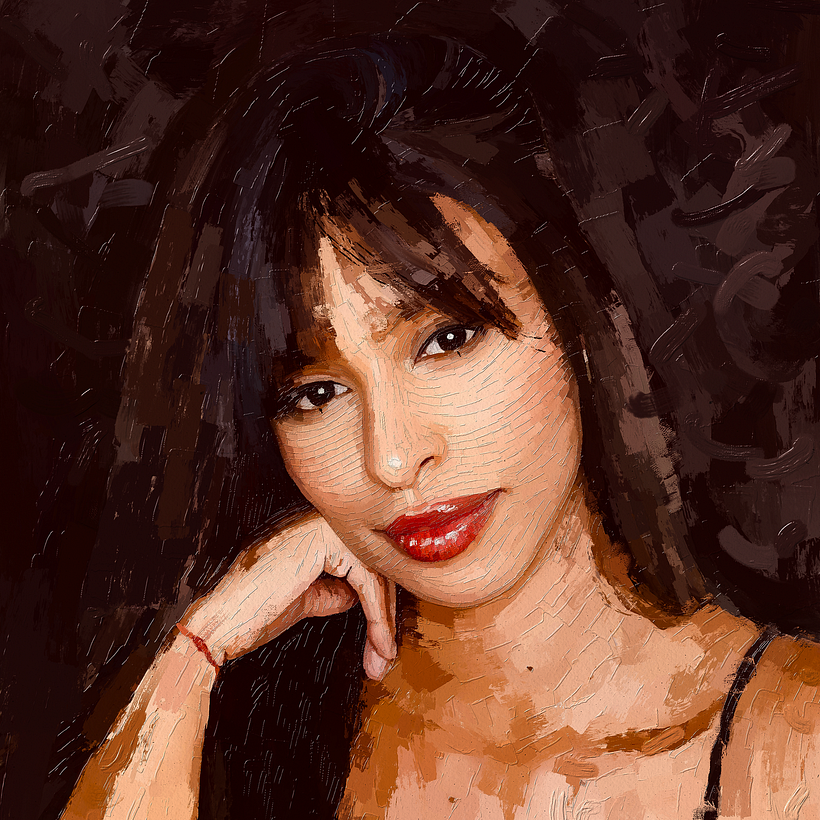 Fashion Brazilian Woman Roberta Santos by Rod Lovell - Portrait Painting | Bonus 200+ Free Procreate Brushes 5