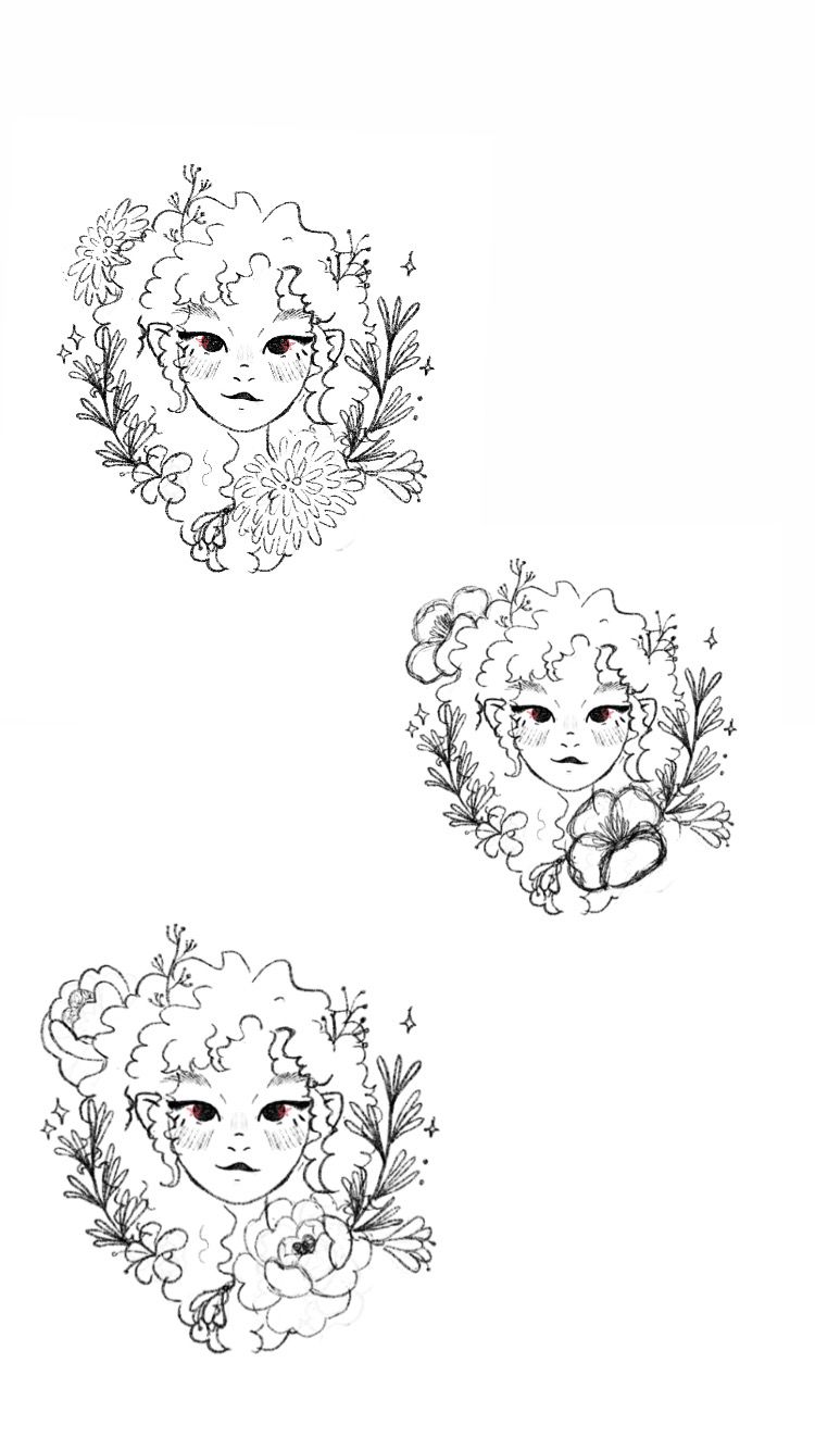 Retrato ilustrado com flores botânicas 1