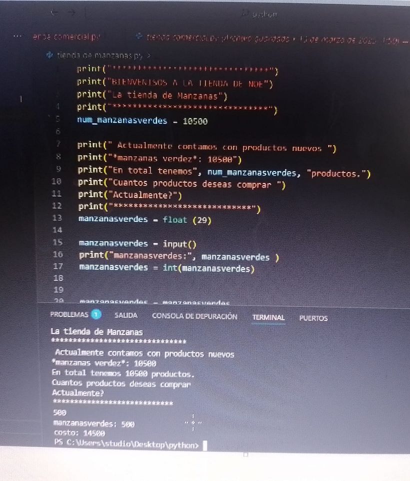 Crear una tienda de manzanas con el programa visual estudio code. 1