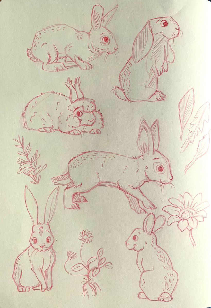 Rabbit character design for the course Character Design Sketchbook: Storytelling with Pencil 1