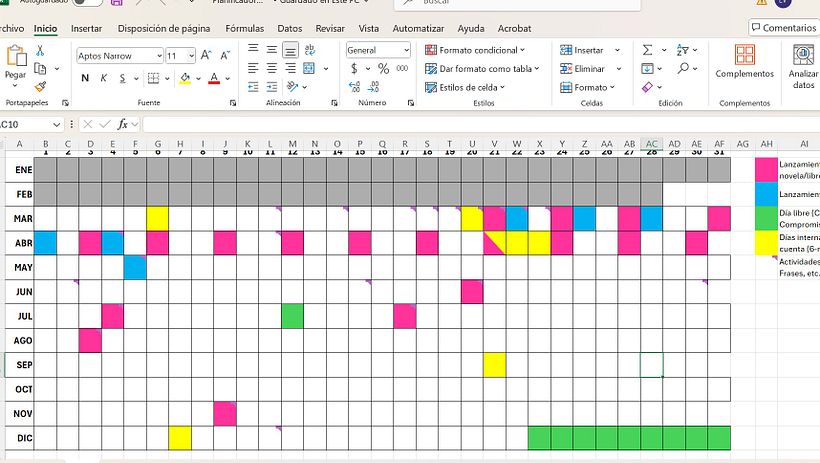 Organización de objetivos para todo mi año 1