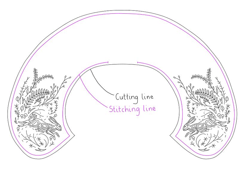 Embroidered Hare Collar 1