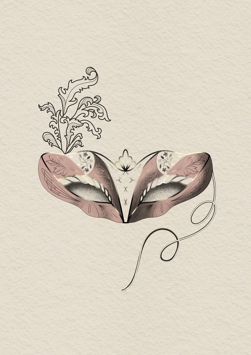 Máscara Veneziana_Design de Tatuagem com efeitos dourados 1