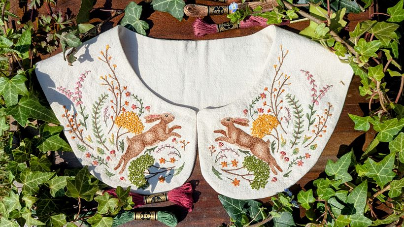 Embroidered Hare Collar 3