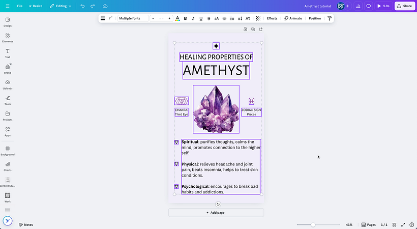 Animated reel with Amethyst crystal 3