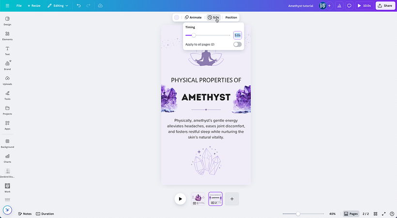 Animated reel with Amethyst crystal 2