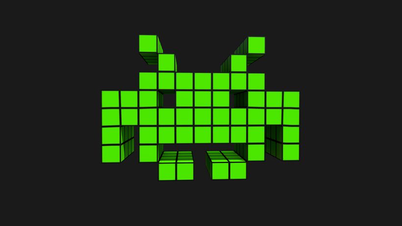 Lowpoly Voxel Space Invader Pack 1