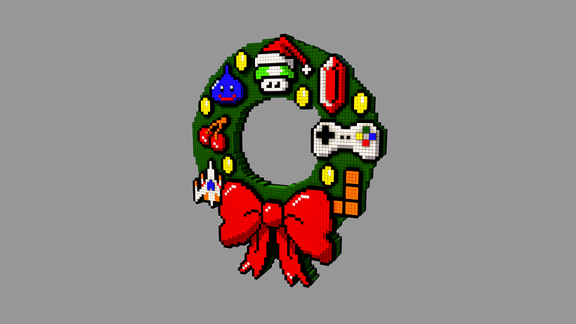 Voxel Xmas Wreath 1