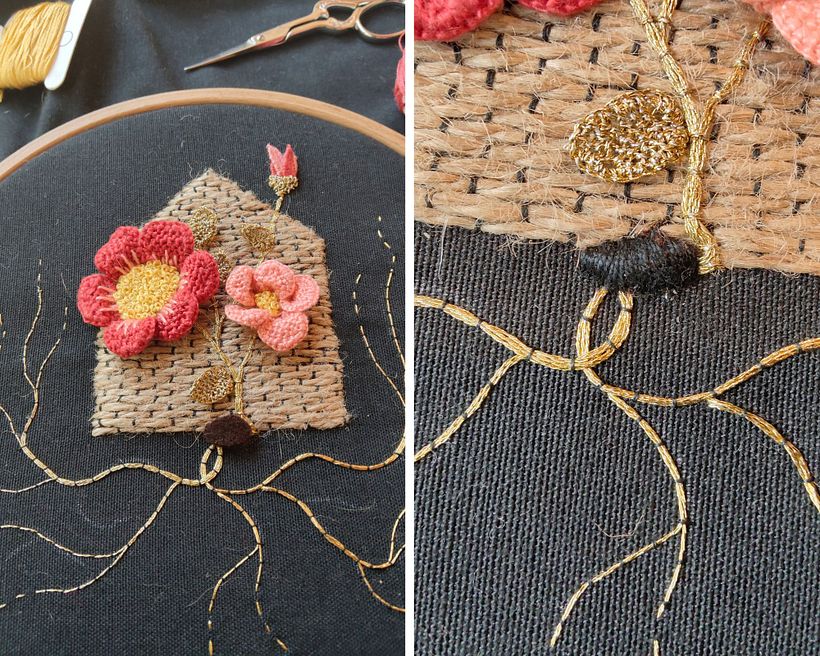 Un viaje de texturas, hilos y raíces: bordado floral 1