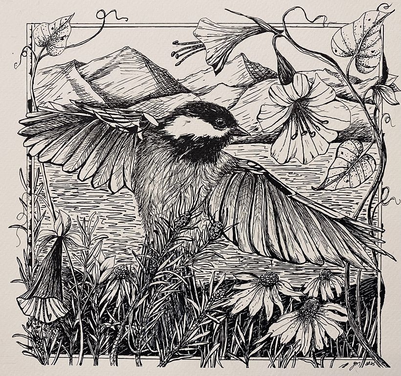 “Chickadee in Flight” 1