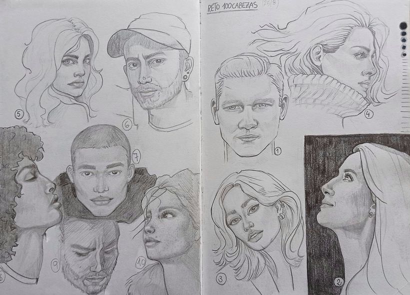 Proyecto final sketchbook de retrato: Reto 101 cabezas.  1