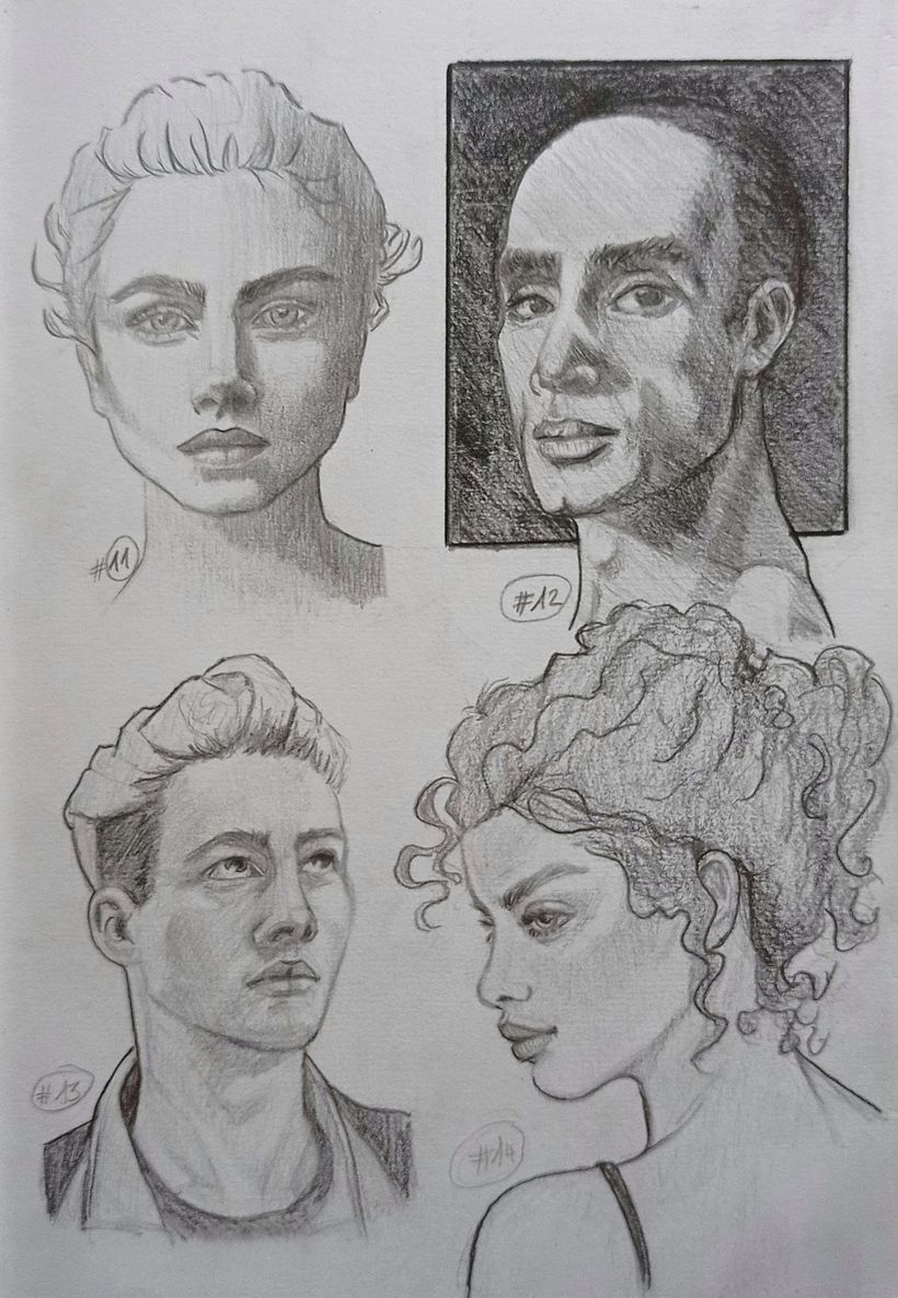 Proyecto final sketchbook de retrato: Reto 101 cabezas.  2