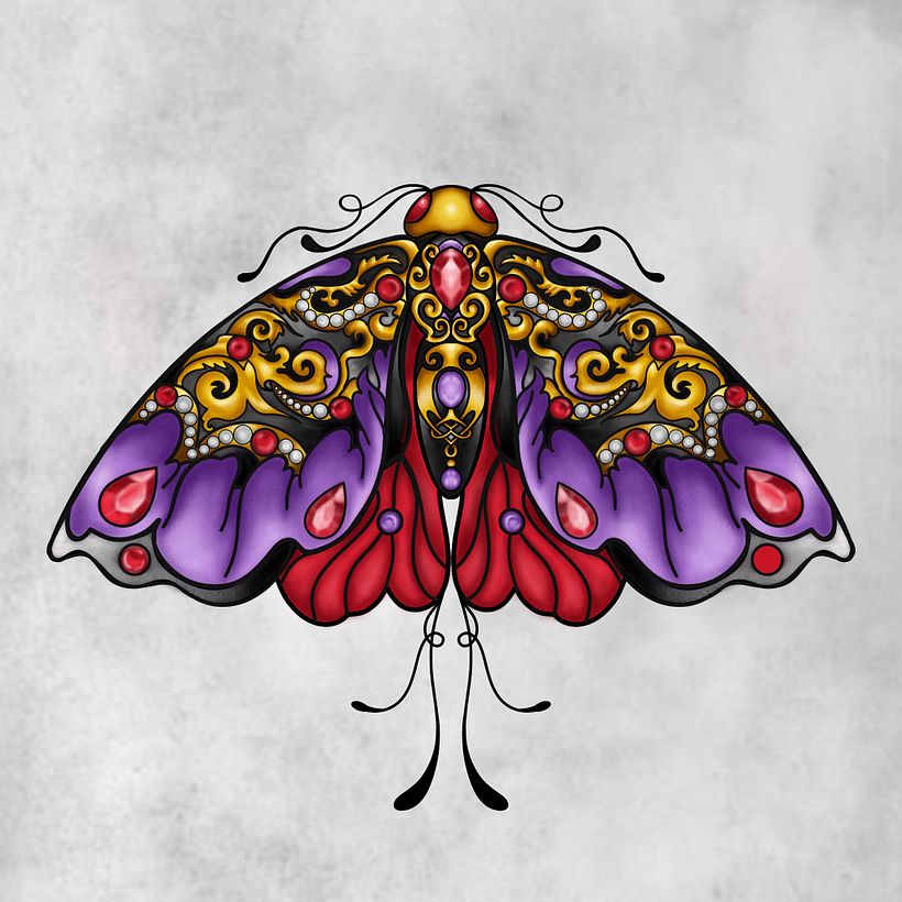 Pin de polilla con efectos dorados  1