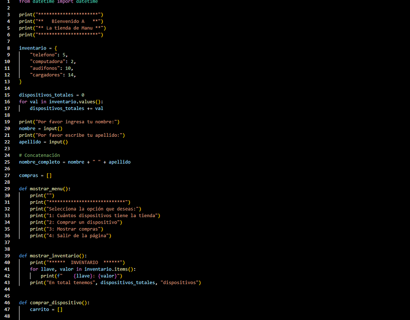 Tienda en python 1