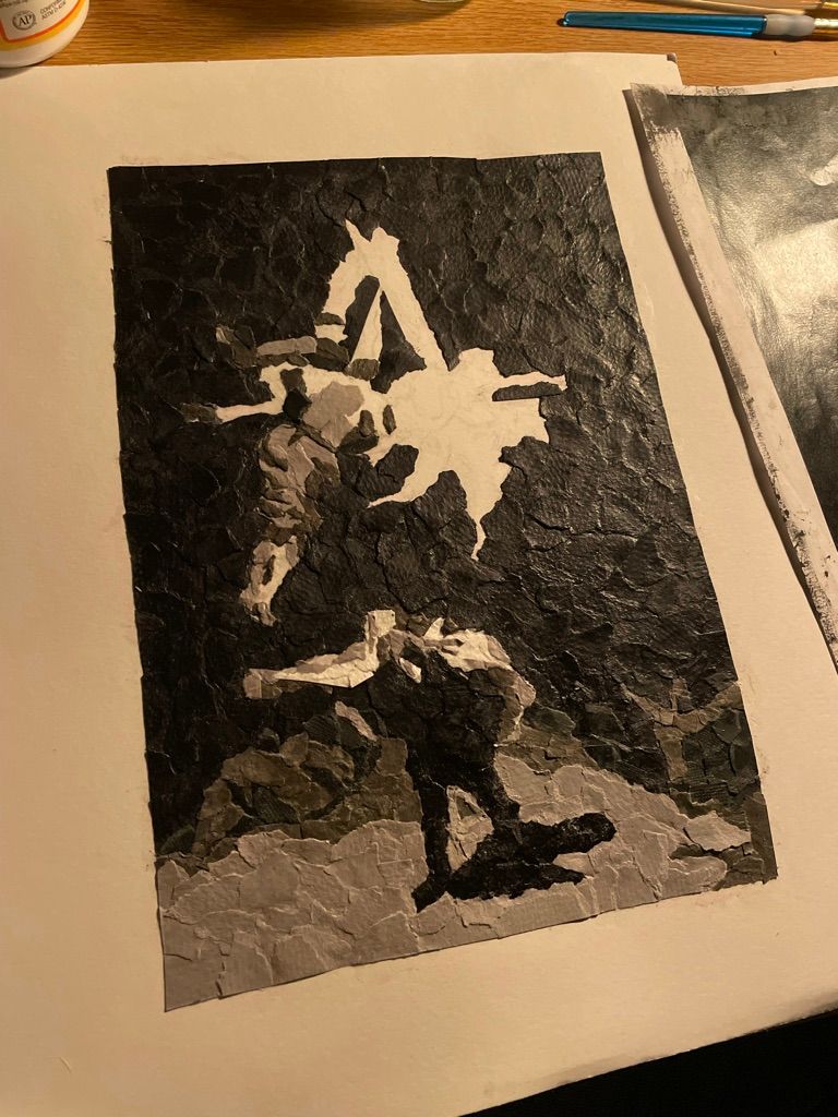 Witches' Flight- Collage Study of Light and shade 1