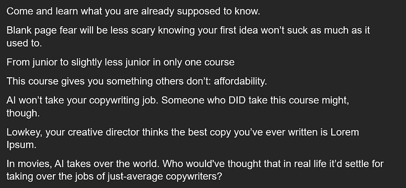 Proyecto Final — Copywriting para copywriters 1
