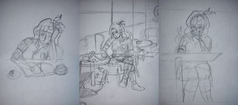 Alba estudiando en el café 1